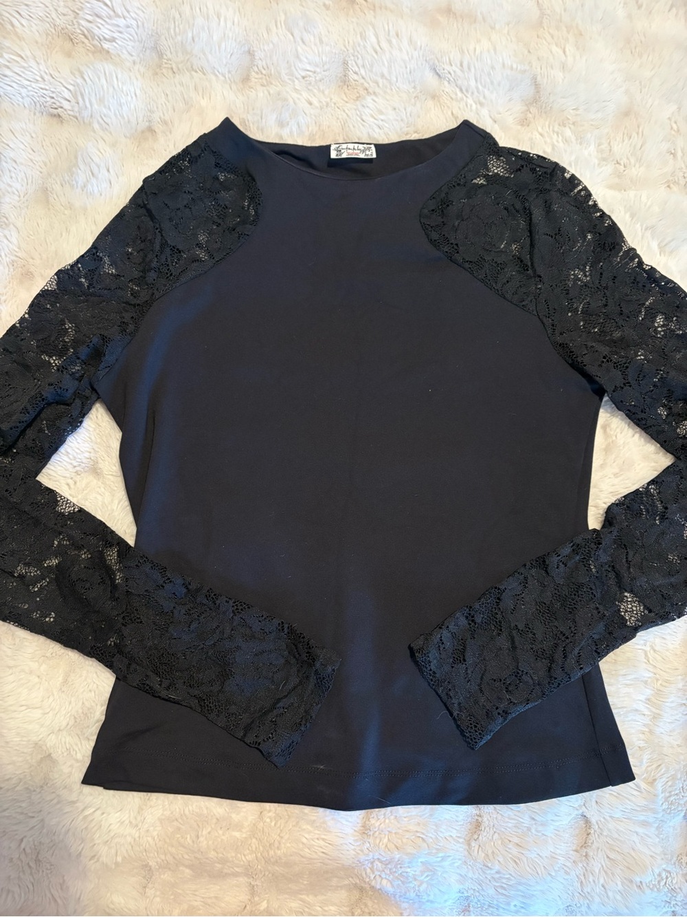 Intimately Free People No Excuses Lace Long Sleeve Top Black XS